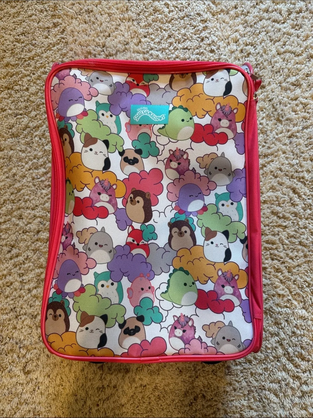 Squishmallows Pink-Trim Multicolor Cloud Characters Suitcase